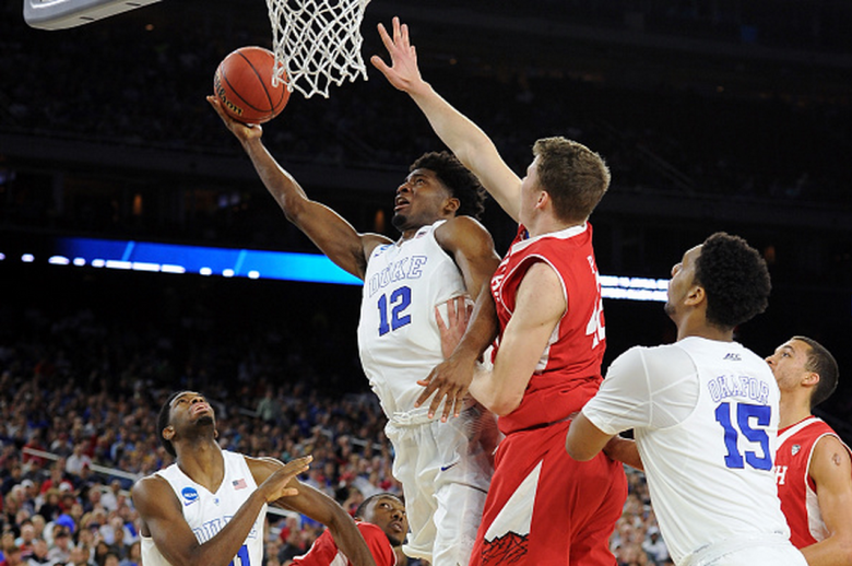 Duke's Justise Winslow goes to the basket against Utah's Jakob Poeltl during the 2015 NCAA Men's Basketball Tournament. (Getty)