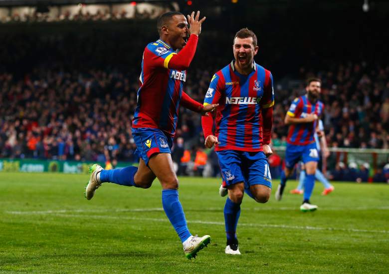 Jason Puncheon (L) celebrates his superb free kick that sent Crystal Palace to a 2-1 win. (Getty)