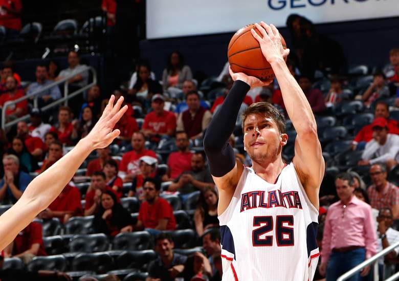 The Hawks' Kyle Korver has had the hot hand through the 2 playoff games vs. the Nets. (Getty)