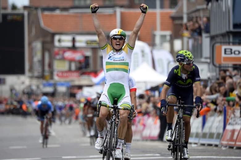 Simon Gerrans beats Alejandro Valverde to win the 2014 Liege-Bastogne-Liege (Getty)