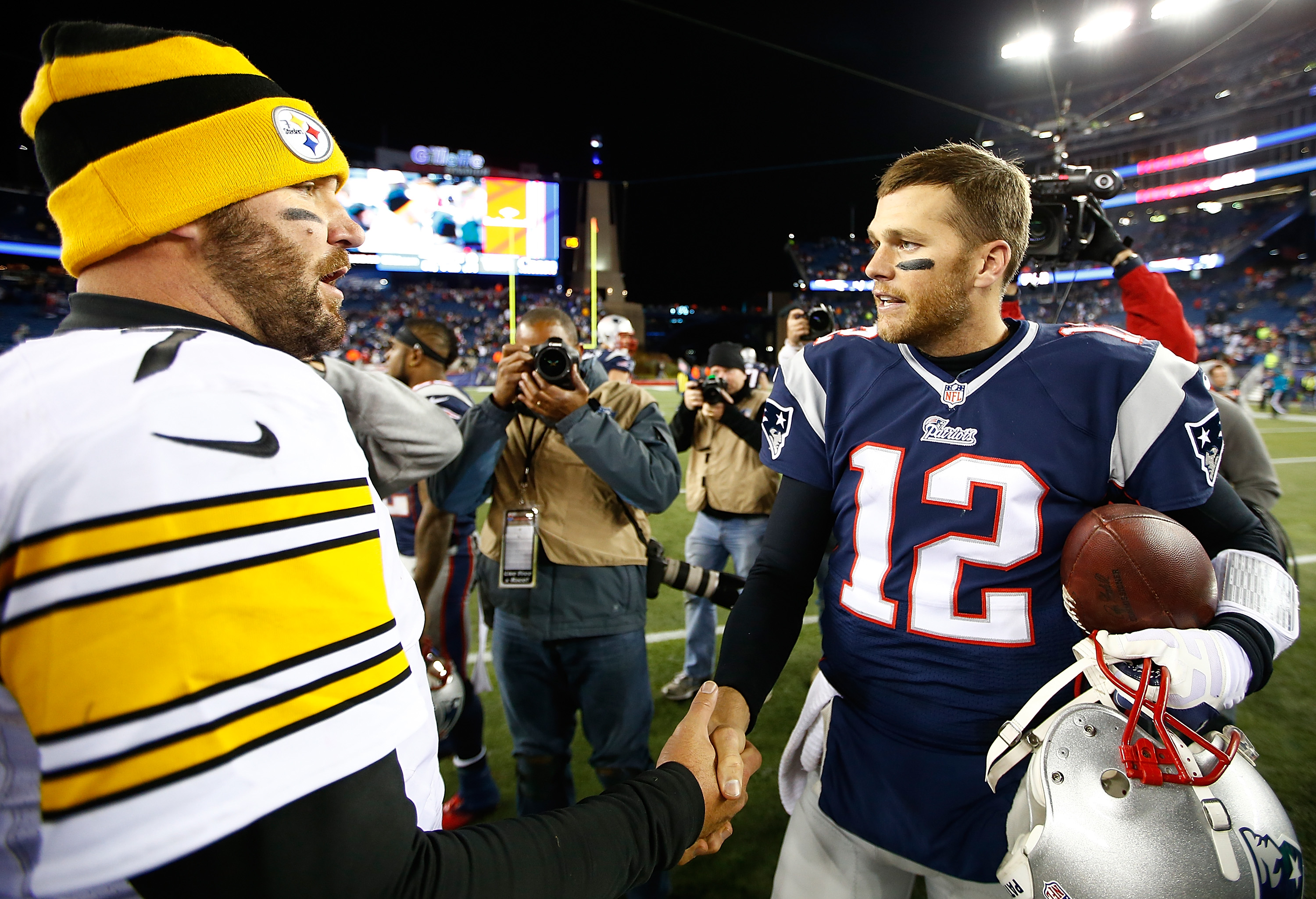Ben Roethlisberger and the Pittsburgh Steelers will face the New England Patriots to open the NFL season on September 10, 2015, but Tom Brady might not be there. (Getty)