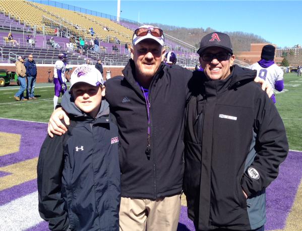 Byrnes, right, with his son Bryson and Western Carolina football coach Mark Speir. (Twitter)