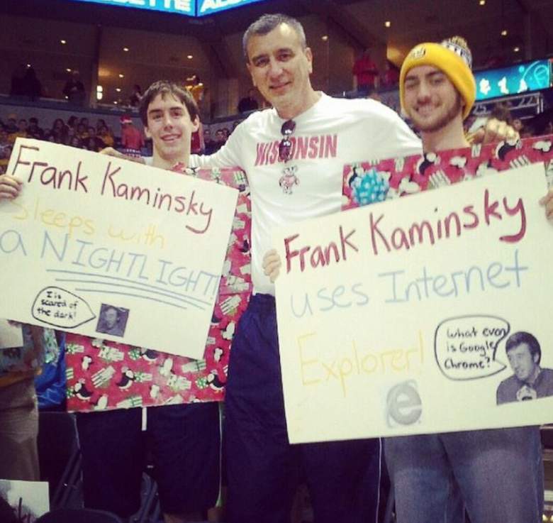 Wisconsin's Frank Kaminsky's dad with fans. (Instagram/fskpart3)