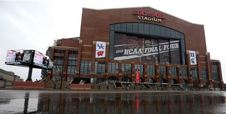 Outside view of Lucas Oil Stadium for the 2015 NCAA Men's Final Four. (Getty)