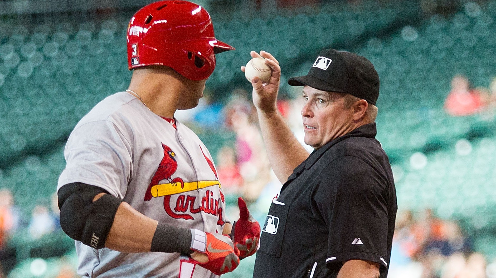 Carlos Beltran argues with umpire Marvin Hudson. Getty