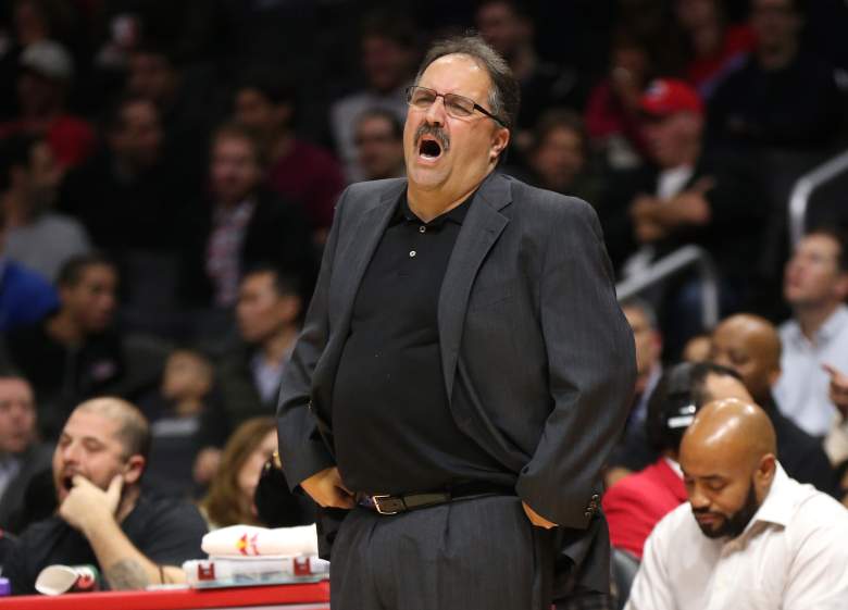 Stan Van Gundy shouts from the sideline as his Pistons play the Los Angeles Clippers in 2014. (Getty)