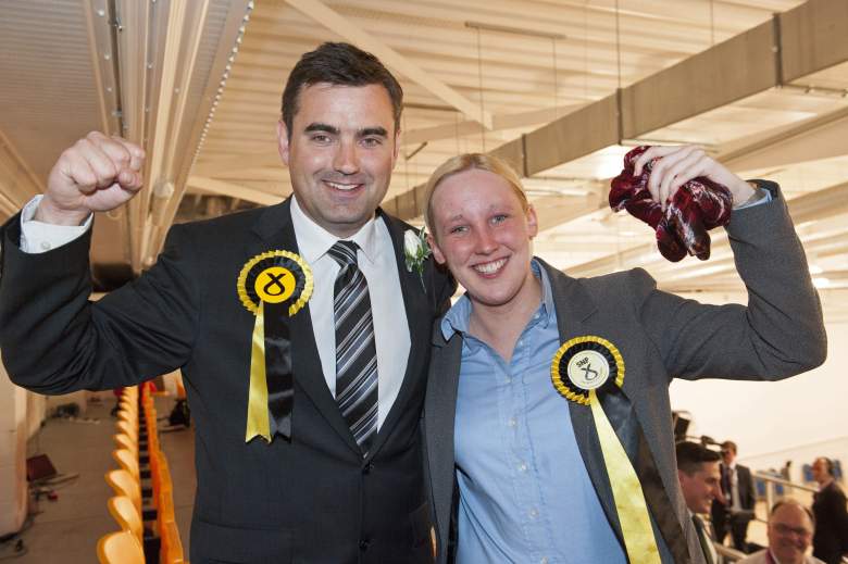 Black with newly elected Scottish National Party (SNP) member of parliament Gavin Newlands 