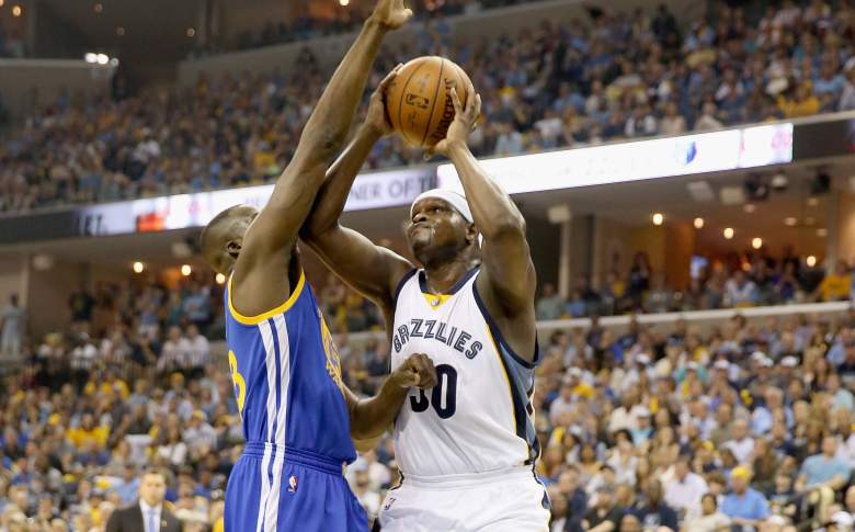 Draymond Green defends Zach Randolph during a second-round playoff series vs. the Memphis Grizzlies.(Getty)