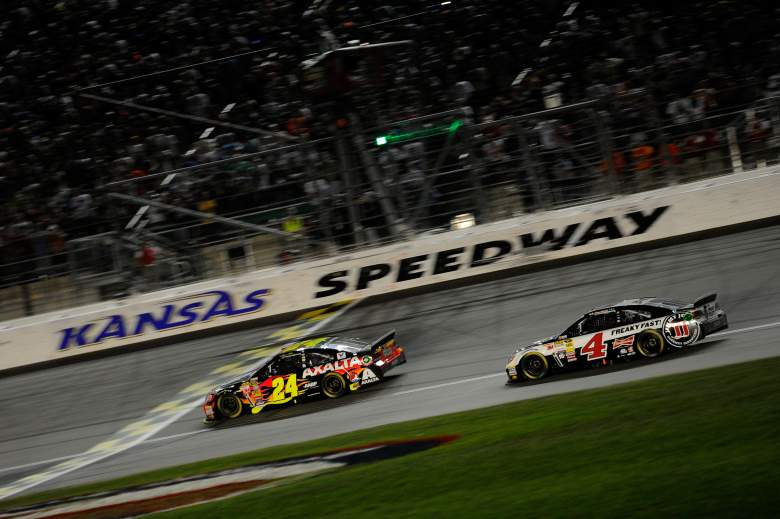 Jeff Gordon edges Kevin Harvick to win the Sprint Cup's spring race last year at Kansas Speedway. (Getty)