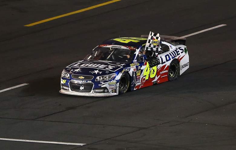 Jimmie Johnson celebrates after winning the 2104 Coca-Cola 600. (Getty)