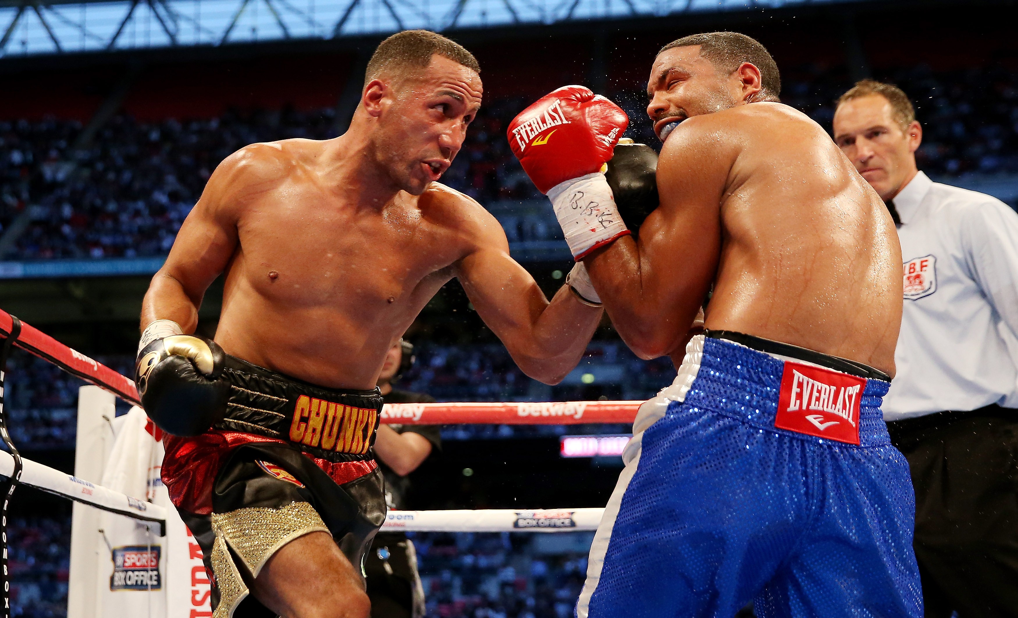James Degale lands a left against Brandon Gonzales during their IBF World Super Middleweight Final Eliminator bout at Wembley Stadium on May 31, 2014 in London, England.  (Getty)