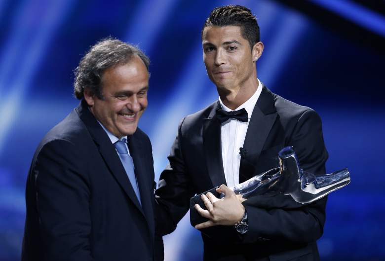 Platini with Real Madrid star Cristiano Ronaldo (Getty)