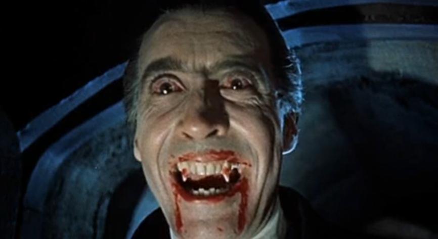 A screenshot from the trailer for the 1958 film Dracula,  an Hammer Horror production. (Internet Archive)