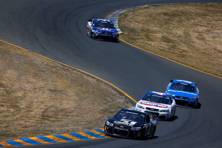  Jamie McMurray leads a pack of drivers at Sonoma Raceway last year. (Getty)