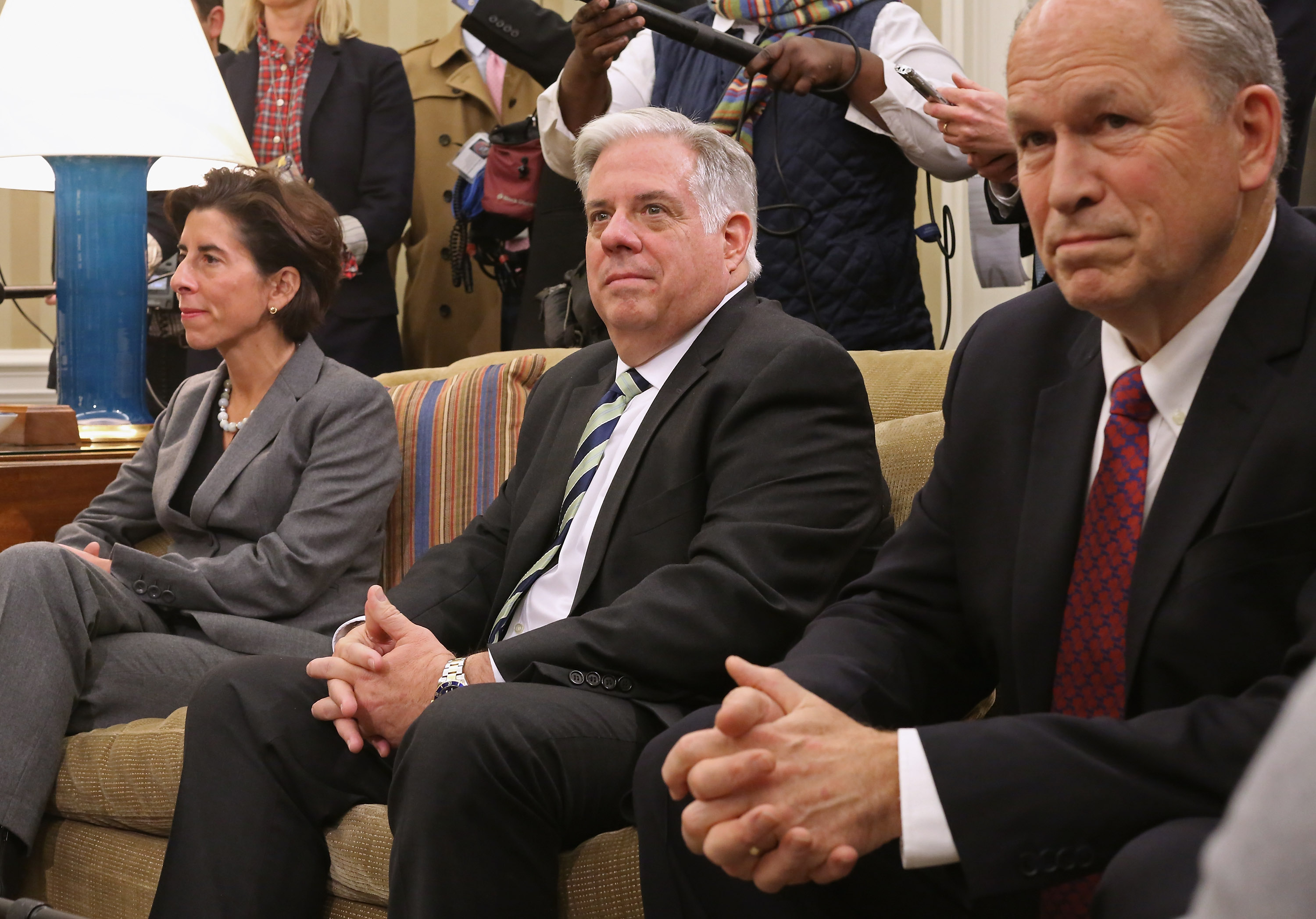 Governor Larry Hogan, center, during a meeting at the White House following his election. (Getty)