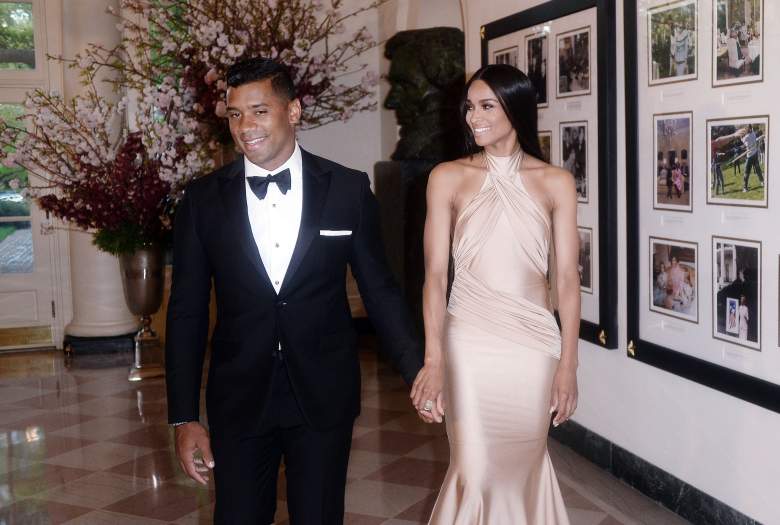 Russell Wilson with his girlfriend, Ciara, at a visit to the White House. (Getty)