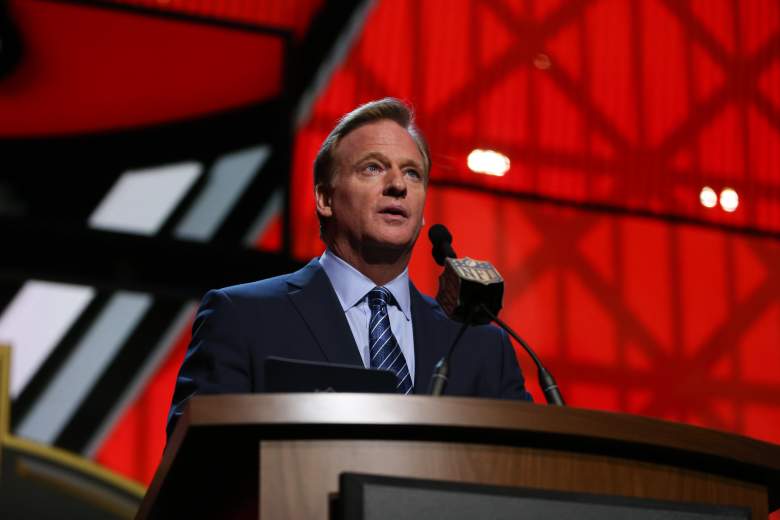 CHICAGO, IL - APRIL 30:  NFL Commissioner Roger Goodell announces that the Tampa Bay Buccaneers chose Jameis Winston of the Florida State Seminoles #1 overall during the first round of the 2015 NFL Draft at the Auditorium Theatre of Roosevelt University on April 30, 2015 in Chicago, Illinois.  (Photo by Jonathan Daniel/Getty Images)