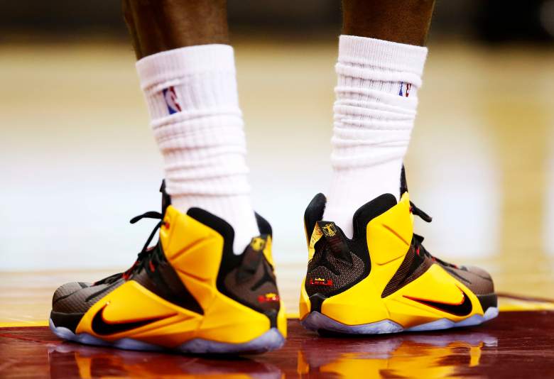 King James wearing his signature Lebron 12s during the 2015 Playoffs. (Getty)