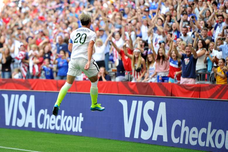 Abby Wambach celebrates her goal in USA's 1-0 win over Nigeria. (Getty)