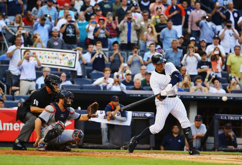 Alex Rodriguez smacks a home run on June 19 for his 3,000 career hit. (Getty)