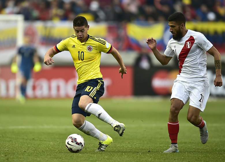 Colombia's  James Rodriguez (L). (Getty)