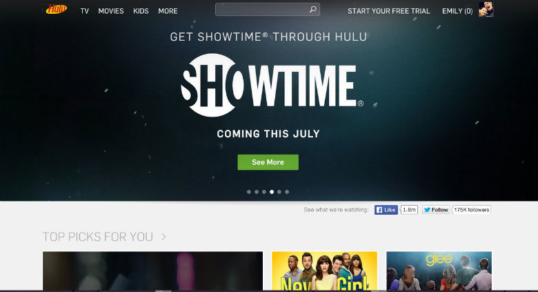 hulu plus, showtime, streaming content
