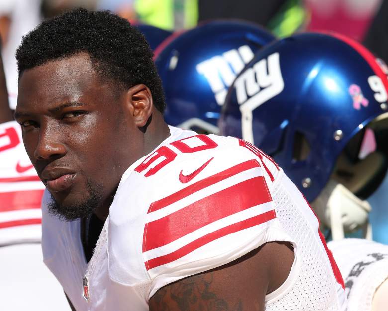SAN FRANCISCO, CA - OCTOBER 14:  Defensive end Jason Pierre-Paul #90 of the New York Giants on the bench in the game with the San Francisco 49ers at Candlestick Park on October 14, 2012 in San Francisco, California.  (Photo by Stephen Dunn/Getty Images)