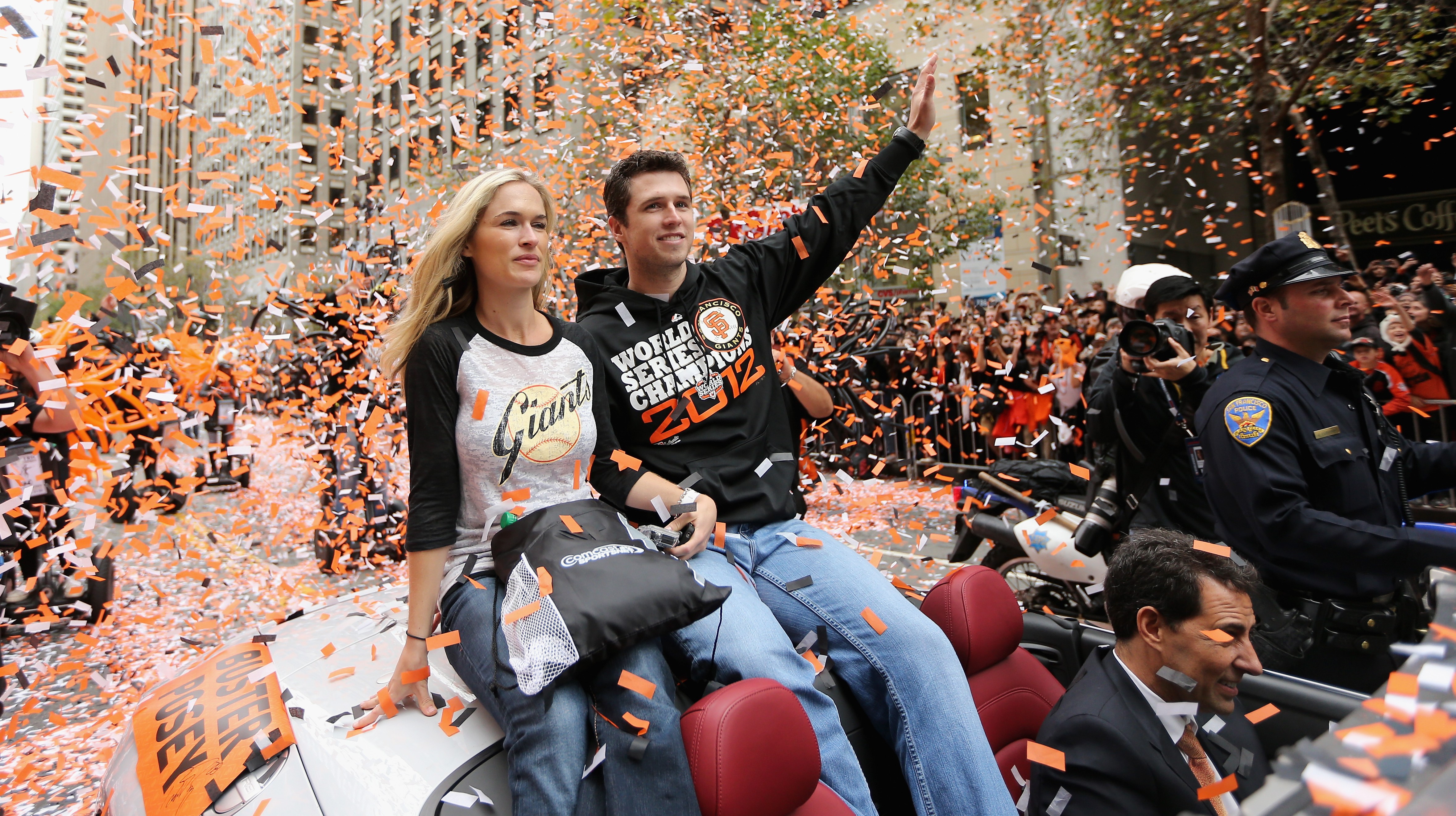Buster Posey of @sfgiants and his wife Kristin. Buster, 3X World
