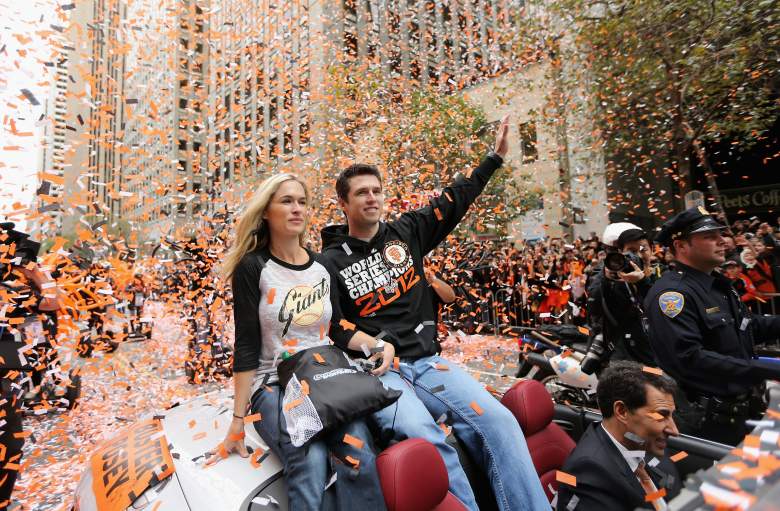 SAN FRANCISCO, CA - OCTOBER 31:  Buster Posey #28 of the San Francisco Giants rides along the parade route during the San Francisco Giants World Series victory parade on October 31, 2012 in San Francisco, California. The San Francisco Giants beat the Detroit Tigers to win the 2012 World Series.  (Photo by Ezra Shaw/Getty Images)