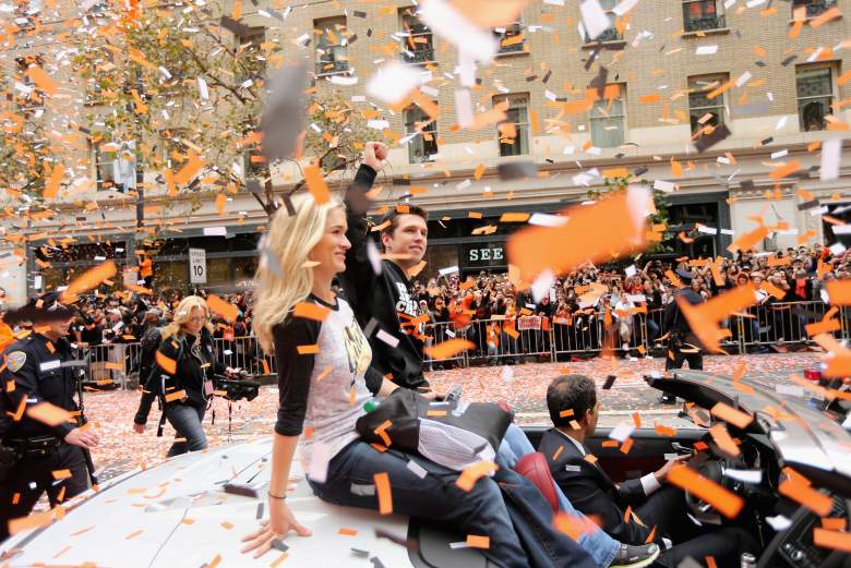 SAN FRANCISCO, CA - OCTOBER 31:  Buster Posey #28 of the San Francisco Giants rides along the parade route during the San Francisco Giants World Series victory parade on October 31, 2012 in San Francisco, California. The San Francisco Giants beat the Detroit Tigers to win the 2012 World Series.  (Photo by Ezra Shaw/Getty Images)