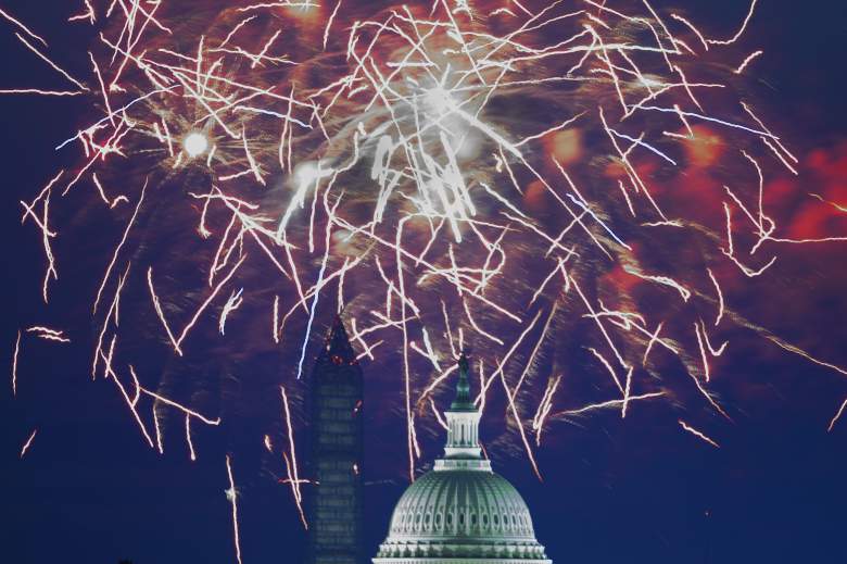 A fireworks celebration over the U.S. Capitol. (Getty)