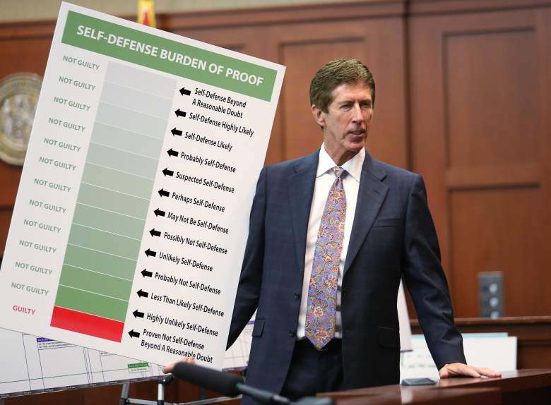 Defense attorney Mark O'Mara holds up a chart during closing arguments for Zimmerman's murder trial. He now represents the DuBose family. (Getty)