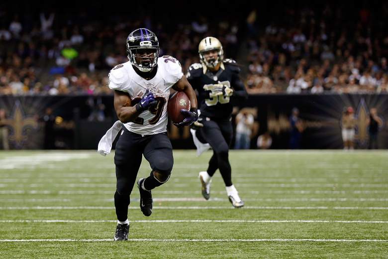 NEW ORLEANS, LA - NOVEMBER 24: Justin Forsett #29 of the Baltimore Ravens rushes for a touchdown during the fourth quarter of a game against the New Orleans Saints at the Mercedes-Benz Superdome on November 24, 2014 in New Orleans, Louisiana. (Photo by Wesley Hitt/Getty Images)