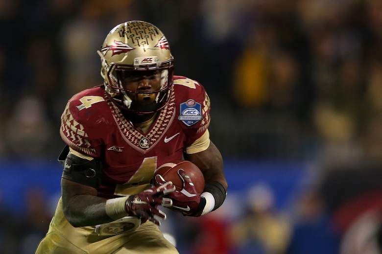 CHARLOTTE, NC - DECEMBER 06: Dalvin Cook #4 of the Florida State Seminoles runs the ball against the Georgia Tech Yellow Jackets in the 3rd quarter during the ACC Championship game on December 6, 2014 in Charlotte, North Carolina. (Photo by Mike Ehrmann/Getty Images)