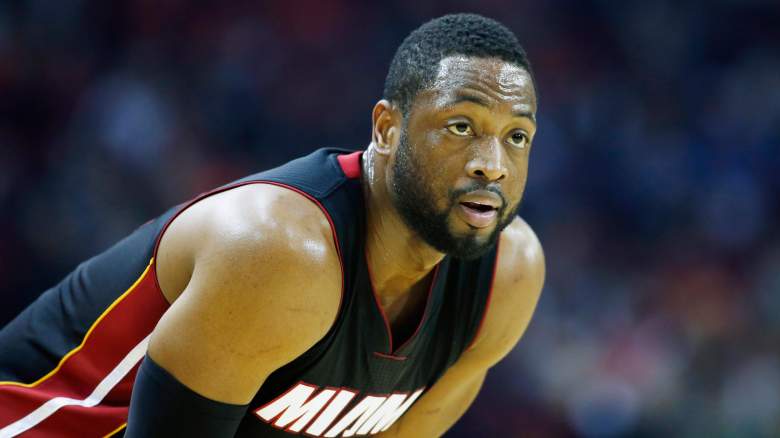 HOUSTON, TX - JANUARY 03: Dwyane Wade #3 of the Miami Heat waits on the court against the Houston Rockets during their game at the Toyota Center on January 3, 2015 in Houston, Texas. NOTE TO USER: User expressly acknowledges and agrees that, by downloading and/or using this photograph, user is consenting to the terms and conditions of the Getty Images License Agreement. (Photo by Scott Halleran/Getty Images)