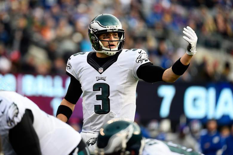 EAST RUTHERFORD, NJ - DECEMBER 28:  Mark Sanchez #3 of the Philadelphia Eagles looks on against the New York Giants during a game at MetLife Stadium on December 28, 2014 in East Rutherford, New Jersey.  (Photo by Alex Goodlett/Getty Images)
