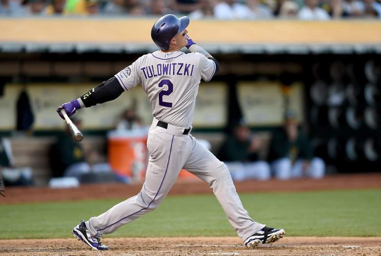 OAKLAND, CA - JUNE 30:  Troy Tulowitzki #2 of the Colorado Rockies hits a single against the Oakland Athletics in the top of the fourth inning at O.co Coliseum on June 30, 2015 in Oakland, California.  (Photo by Thearon W. Henderson/Getty Images)