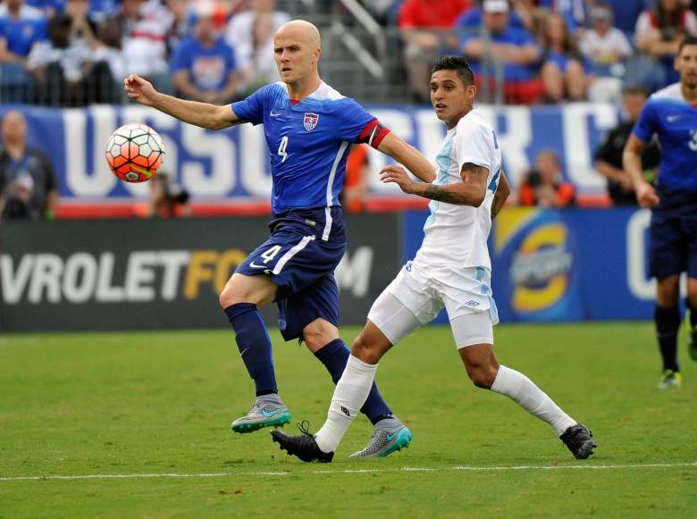 NASHVILLE, TN - JULY 03:  Michael Bradley #4 of the United States chases a ball during the first half of an international friendly match against Guatemala at Nissan Stadium  on July 3, 2015 in Nashville, Tennessee.  (Photo by Frederick Breedon/Getty Images)