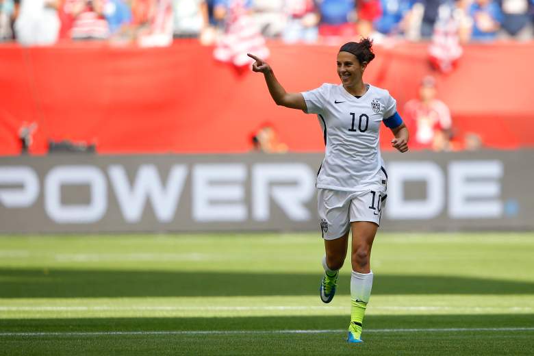 VANCOUVER, BC - JULY 05:  Carli Lloyd #10 of the United States celebrates scoring the opening goal against Japan in the FIFA Women's World Cup Canada 2015 Final at BC Place Stadium on July 5, 2015 in Vancouver, Canada.  (Photo by Kevin C. Cox/Getty Images)
