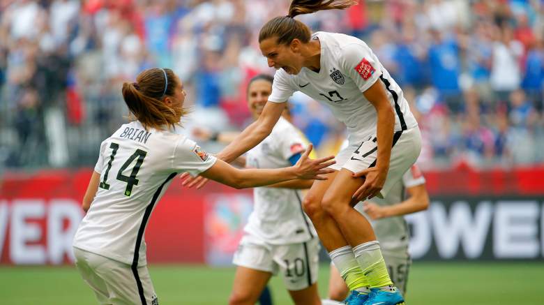 VANCOUVER, BC - JULY 05:  Tobin Heath #17 of the United States celebrates with Morgan Brian #14 after Heath scores in the second half against Japan in the FIFA Women's World Cup Canada 2015 Final at BC Place Stadium on July 5, 2015 in Vancouver, Canada.  (Photo by Kevin C. Cox/Getty Images)