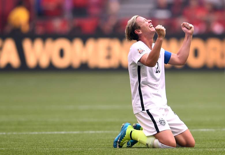 VANCOUVER, BC - JULY 05:  Abby Wambach #20 of the United States celebrates the 5-2 victory against Japan in the FIFA Women's World Cup Canada 2015 Final at BC Place Stadium on July 5, 2015 in Vancouver, Canada.  (Photo by Dennis Grombkowski/Getty Images)
