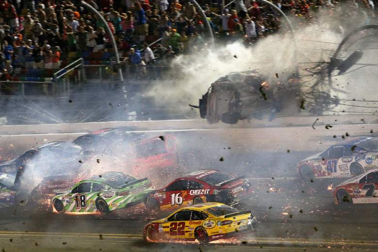 Austin Dillon, driver of the No. 3 Bass Pro Shops Chevrolet goes is involved in an ugly crash at Daytona. Five fans were injured. (Getty)