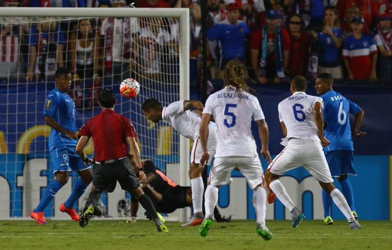 Clint Dempsey scores for the US on this header. (Getty)