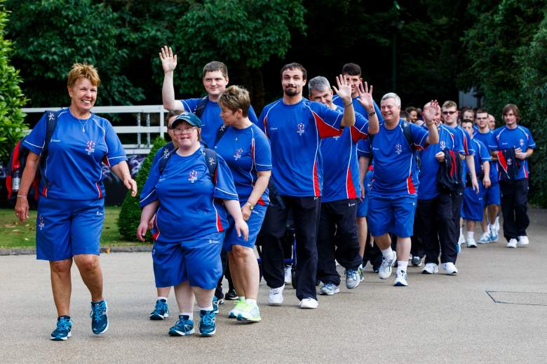 LONDON, ENGLAND - JULY 20:  Members of the GB special Olympics team attend a reception hosted by the US Ambassador Matthew Barzun at his Residence at Winfield House to welcome the Special Olympics GB's World Games team on July 20, 2015 in London, England.  (Photo by Tristan Fewings/Getty Images)