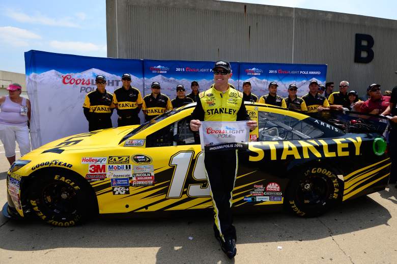 Carl Edwards is on the pole for Sunday's Sprint Cup race at the Brickyard. (Getty)