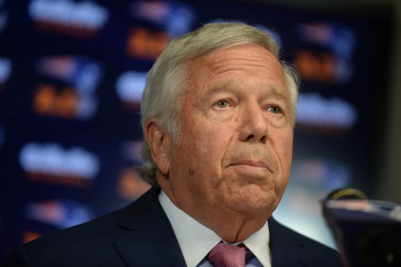 FOXBOROUGH, MA - JULY 29: New England Patriots owner Robert Kraft speaks at a press conference at Gillette Stadium July 29, 2015 in Foxborough, Massachusetts. Kraft addressed NFL Commissioner Roger Goodell's decision to uphold a four game suspension for quarterback Tom Brady for his role in using underinflated balls in the AFC Championship game in 2014. (Photo by Darren McCollester/Getty Images)