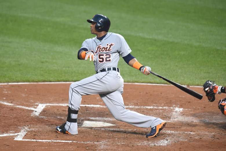 BALTIMORE, MD - JULY 30:  Yoenis Cespedes #52 of the Detroit Tigers hits a two run home run in the fourth inning during a baseball game against the Baltimore Orioles at Oriole Park at Camden Yards on July 30, 2015 in Baltimore, Maryland.  The Tigers won 9-8.  (Photo by Mitchell Layton/Getty Images)