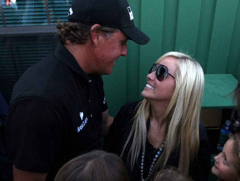 Phil and Amy during his win at the 2010 Masters, less than a year after she was diagnosed with breast cancer. (Getty)