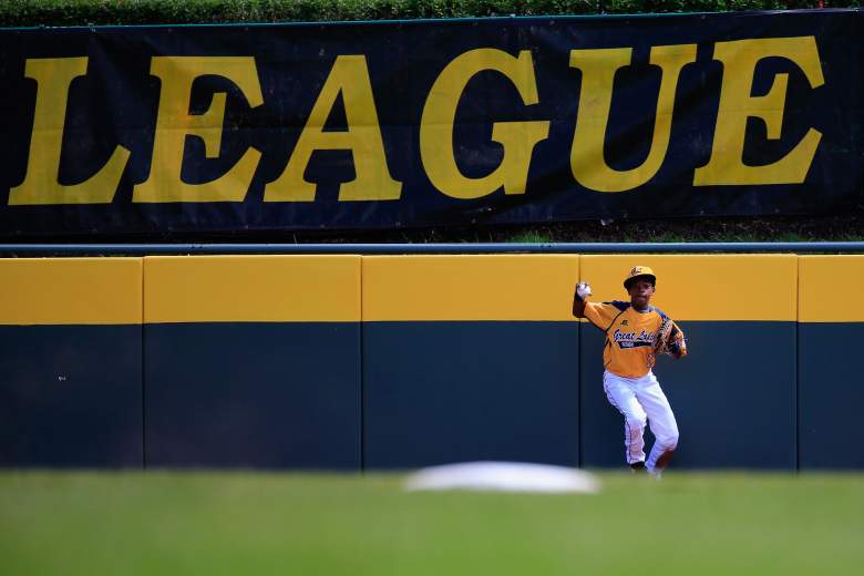 SOUTH WILLIAMSPORT, PA - AUGUST 24:  DJ Butler #1 of the Great Lakes Team from Chicago, Illinois makes a catch in the outfield against Team Asia-Pacific during the Little League World Series Championship game at Lamade Stadium on August 24, 2014 in South Williamsport, Pennsylvania.  (Photo by Rob Carr/Getty Images)
