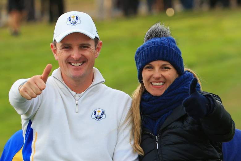 AUCHTERARDER, SCOTLAND - SEPTEMBER 27:  Justin Rose of Europe and wife Kate Rose give the thumbs up after his match was halved during the Afternoon Foursomes of the 2014 Ryder Cup on the PGA Centenary course at the Gleneagles Hotel on September 27, 2014 in Auchterarder, Scotland.  (Photo by David Cannon/Getty Images)